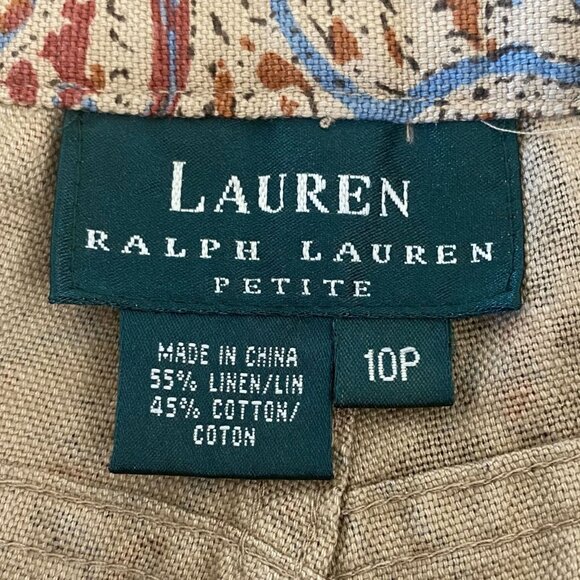 Lauren Ralph Lauren Paisley Cropped Pants Women's 10P High-Rise Straight-Leg New - Picture 8 of 10